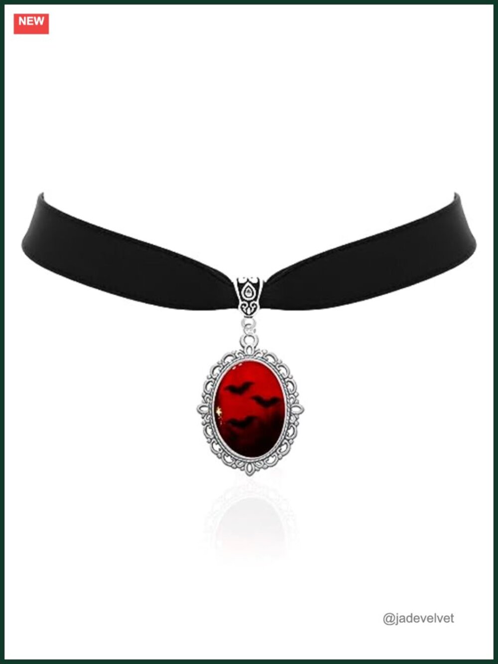 Gothic Blood Bat Cameo Choker Necklace Red Cabochon Pendant Vampire Costume